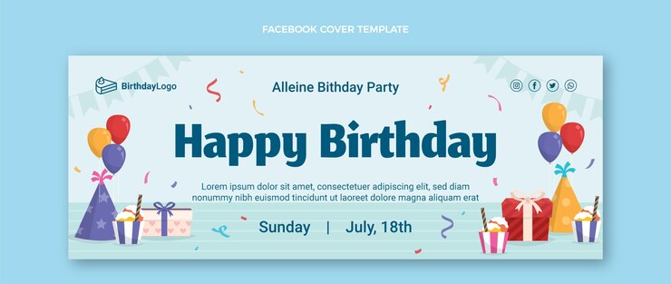 Vector Gratis sampul facebook ulang tahun minimalis datar