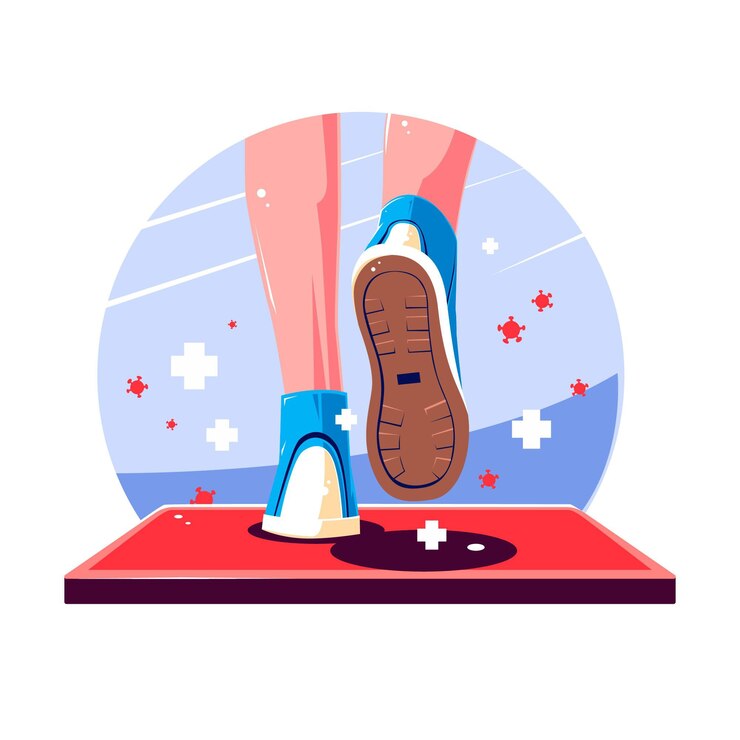 Vector Gratis sanitizing mat concept