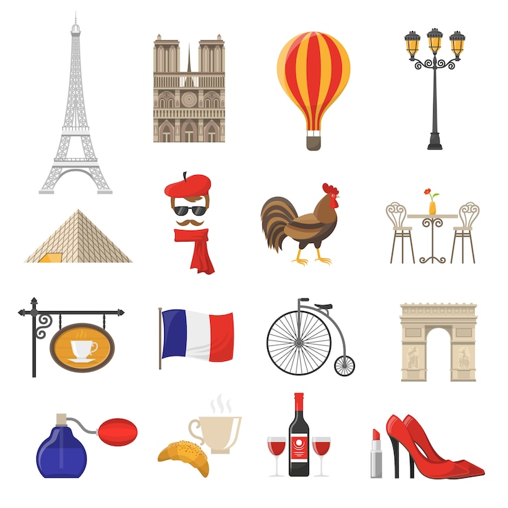 Vector Gratis satu set ikon perancis