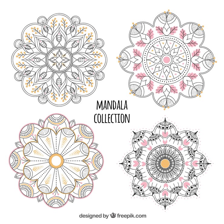 Vector Gratis satu set mandala digambar tangan