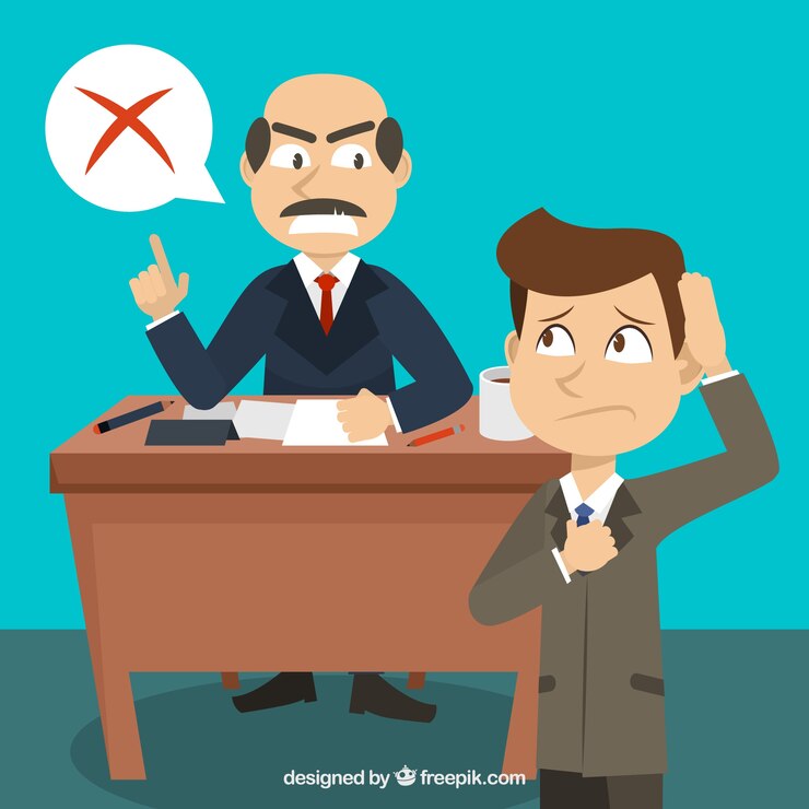Vector Gratis scene of businessman with his boss