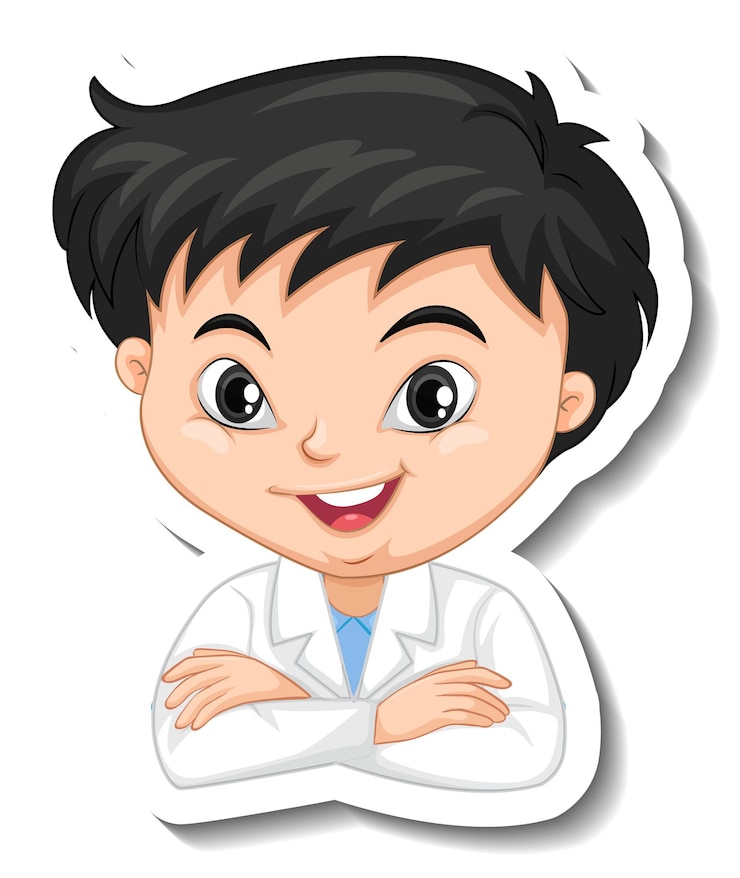 Vector Gratis scientist boy sticker on white background