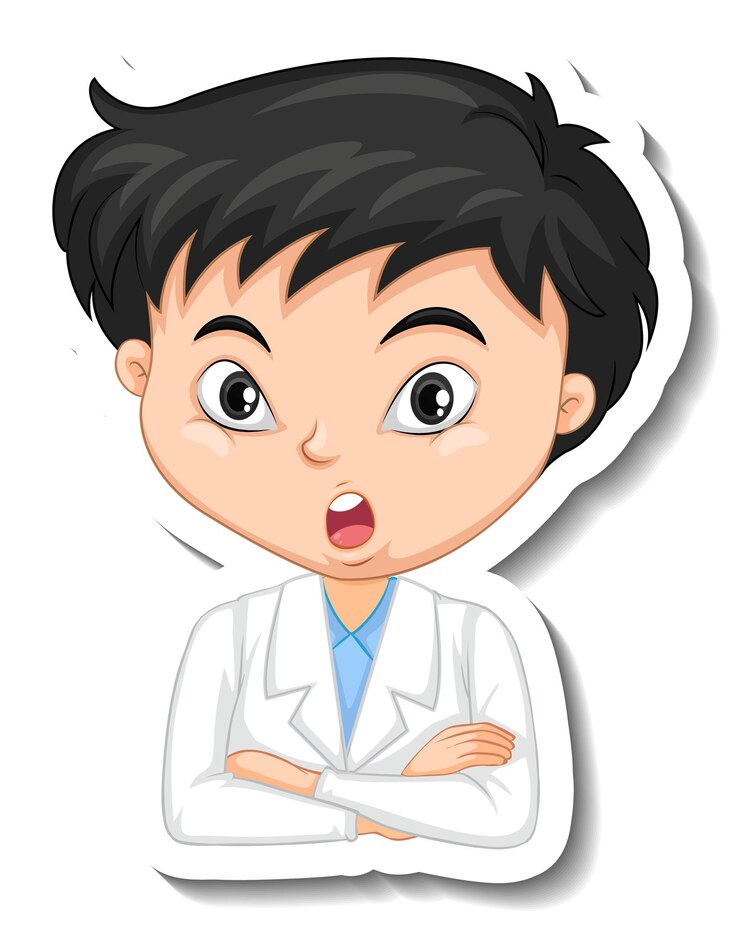 Vector Gratis scientist boy sticker on white background
