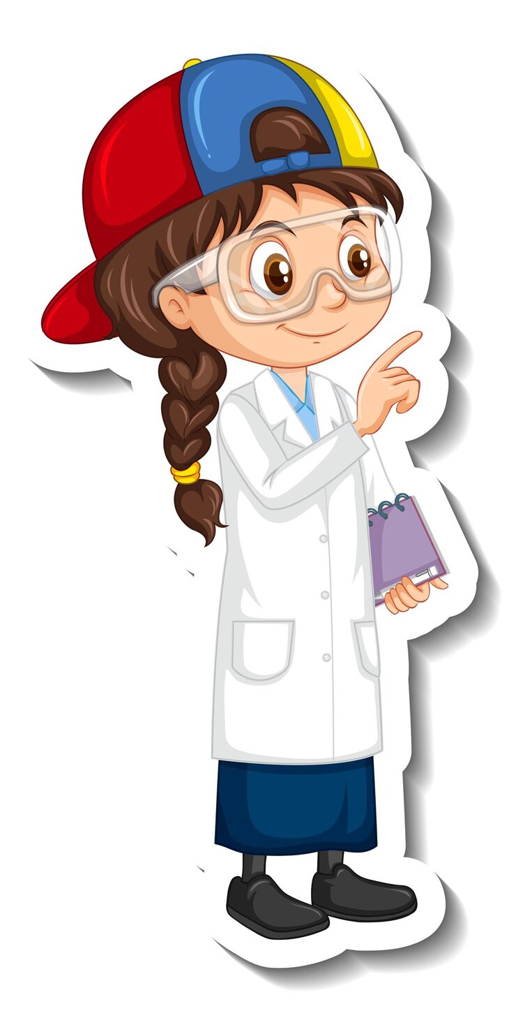 Vector Gratis scientist girl cartoon character sticker