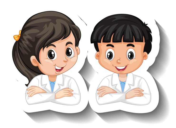 Vector Gratis scientist student cartoon character sticker