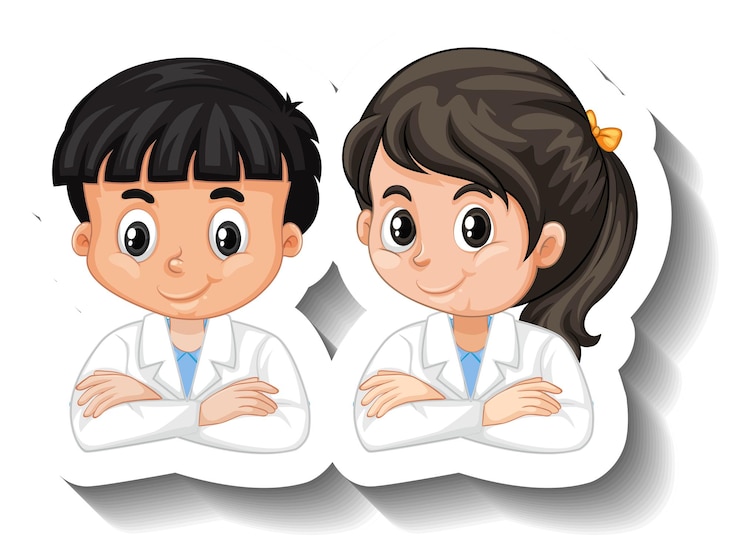 Vector Gratis scientist student cartoon character sticker