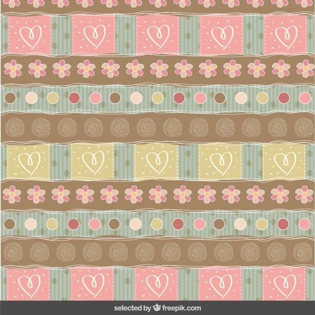 Vector Gratis scrapbook pattern with flowers and hearts