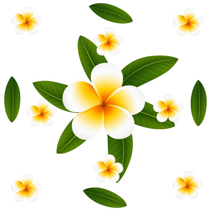 Vector Gratis seamless background design with plumeria and leaves