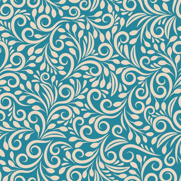 Vector Gratis seamless floral pattern on uniform background. ornament darkcyan, design fabric art, fashion contour