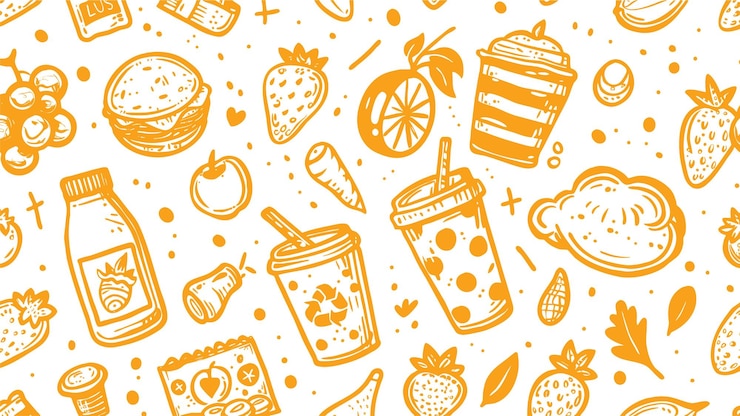 Vector Gratis seamless pattern of food and drink doodle
