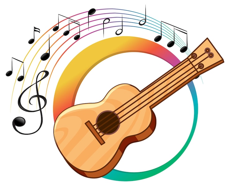 Vector Gratis sebuah gitar di atas latar belakang putih