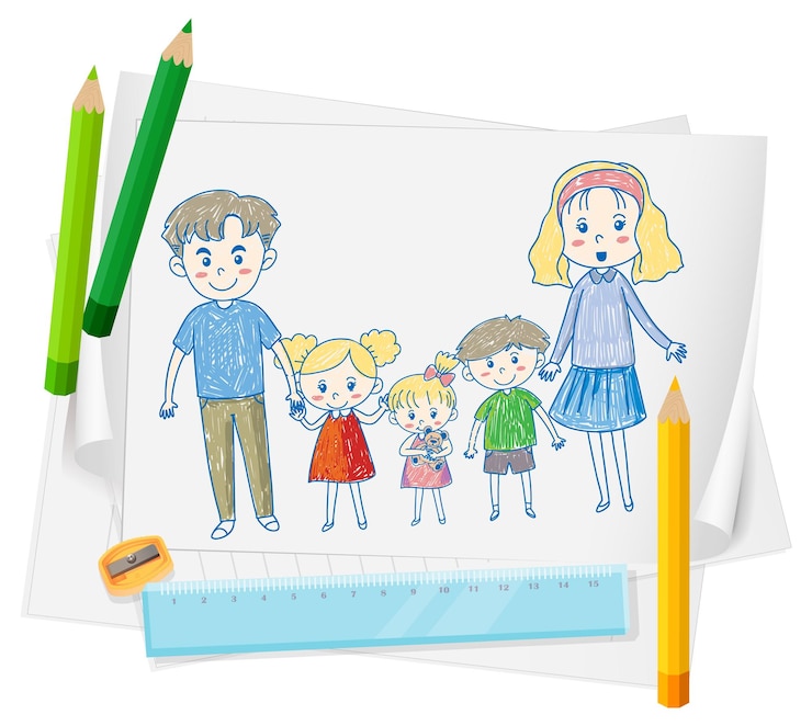 Vector Gratis sebuah kertas dengan desain sketsa doodle dengan warna dan pensil warna