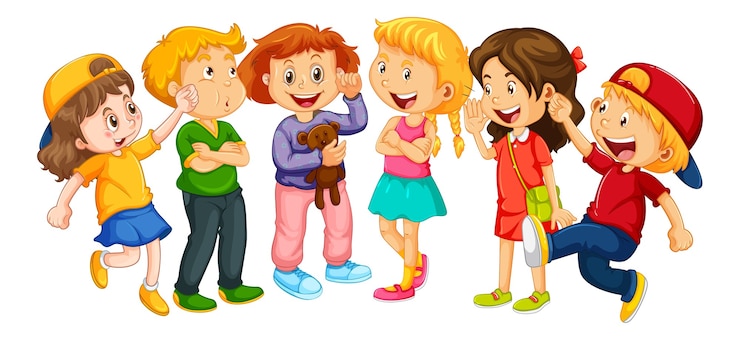 Vector Gratis sekelompok karakter kartun anak kecil dengan latar belakang putih