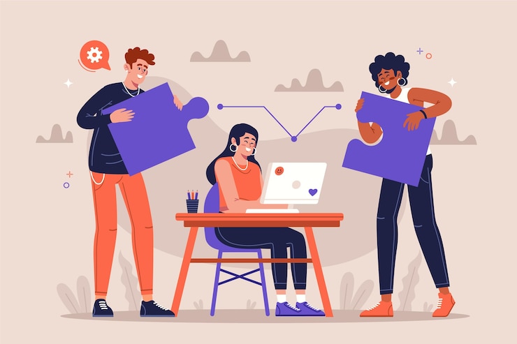 Vector Gratis sekelompok orang bekerja bersama
