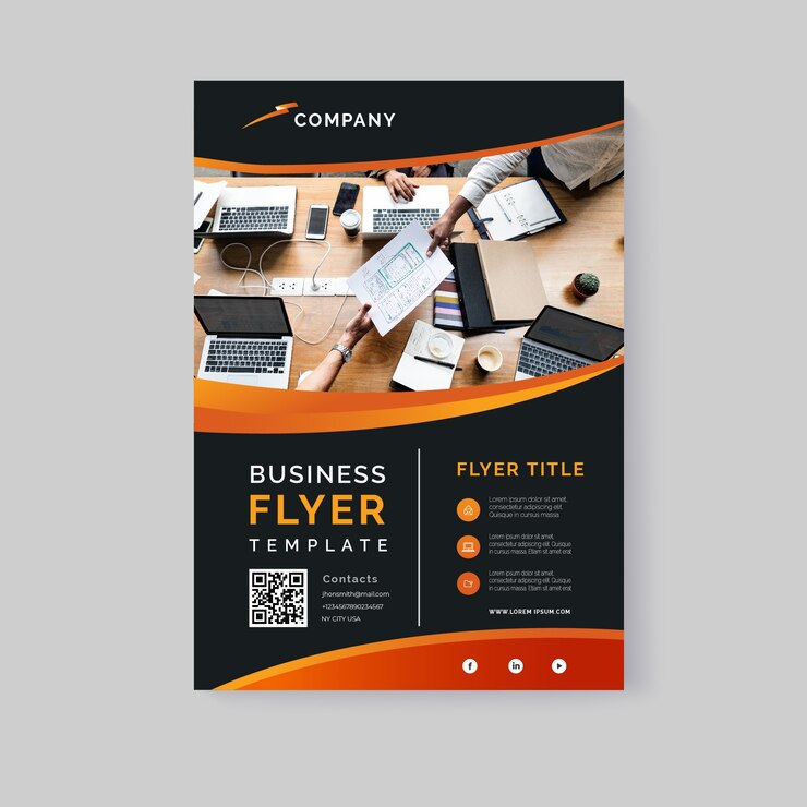 Vector Gratis selebaran bisnis abstrak dengan foto
