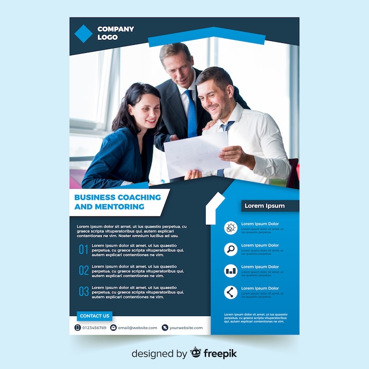 Vector Gratis selebaran bisnis abstrak dengan templat gambar