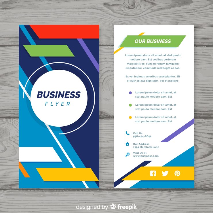 Vector Gratis selebaran bisnis penuh warna dengan desain abstrak