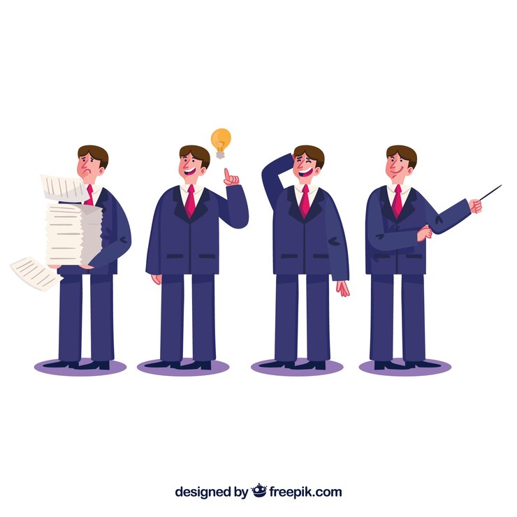 Vector Gratis selection of expressive businessman character in flat design