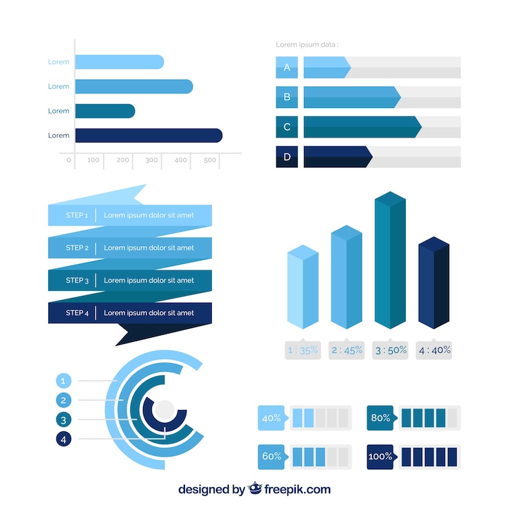Vector Gratis selection of infographic elements in blue tones