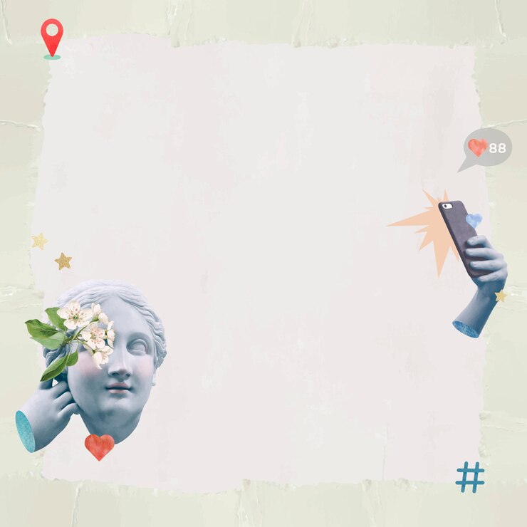Vector Gratis selfie goddess statue frame green social media collage