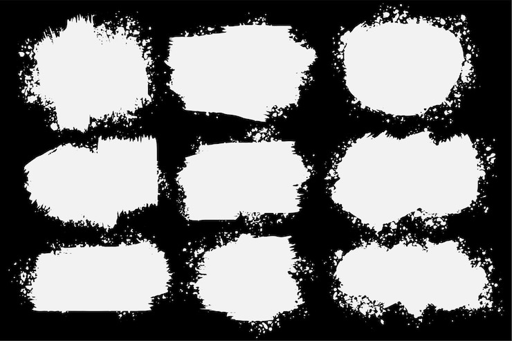 Vector Gratis sembilan set splatter grunge abstrak