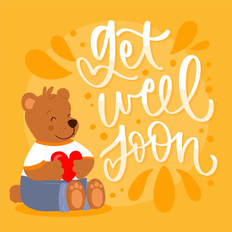 Vector Gratis semoga cepat sembuh dengan karakter lucu