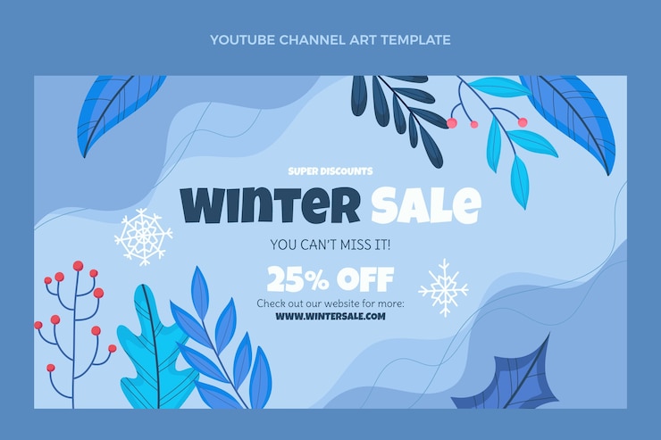 Vector Gratis seni kanal youtube musim dingin datar digambar tangan
