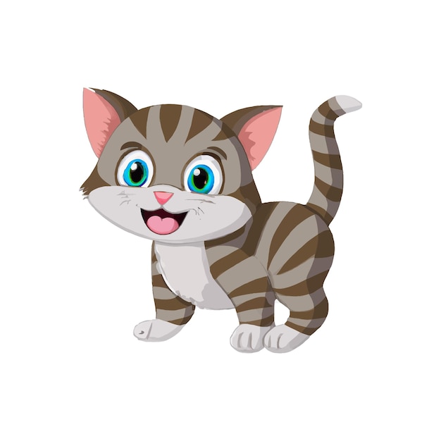 Seni kucing lucu kartun yang diisolasi dengan latar putih
