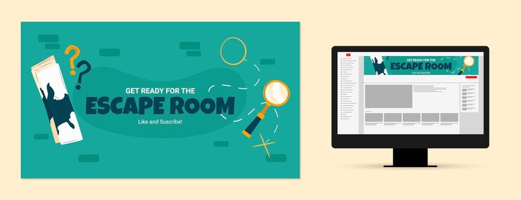 Vector Gratis seni saluran youtube escape room datar