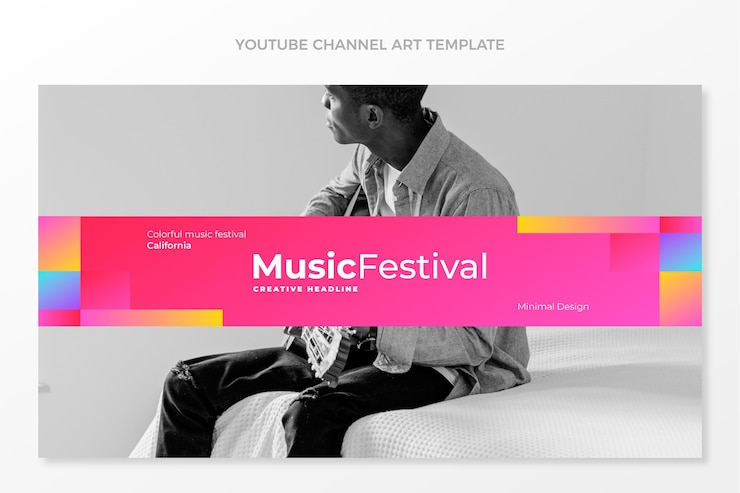 Vector Gratis seni saluran youtube festival musik penuh warna gradien