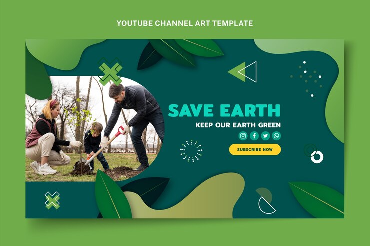 Vector Gratis seni saluran youtube hari bumi gradien