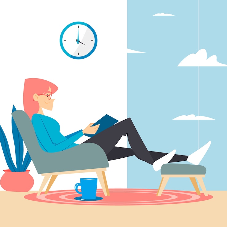 Vector Gratis seseorang bersantai di rumah