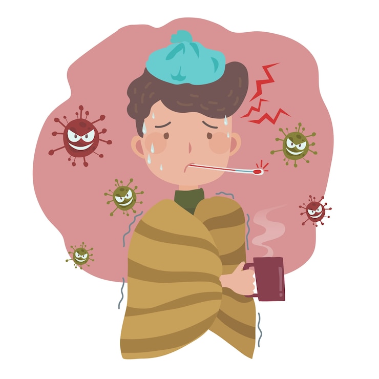 Vector Gratis seseorang yang sedang flu