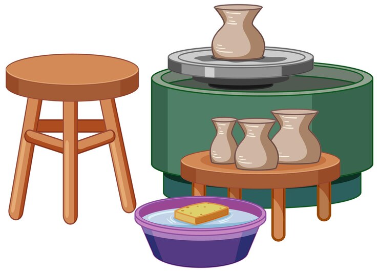 Vector Gratis set alat tembikar dengan latar belakang putih