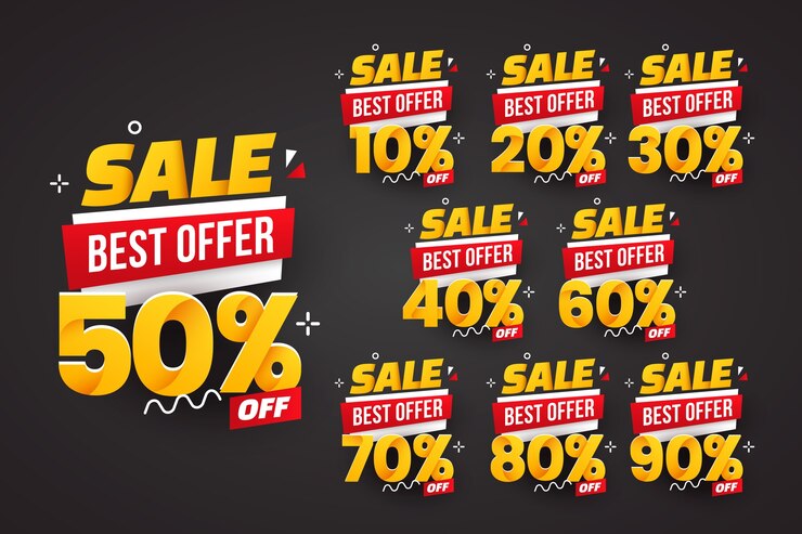 Vector Gratis set angka diskon gradien