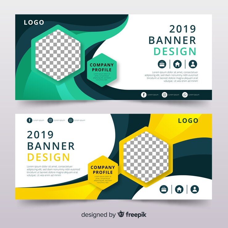 Vector Gratis set banner abstrak warna-warni modern