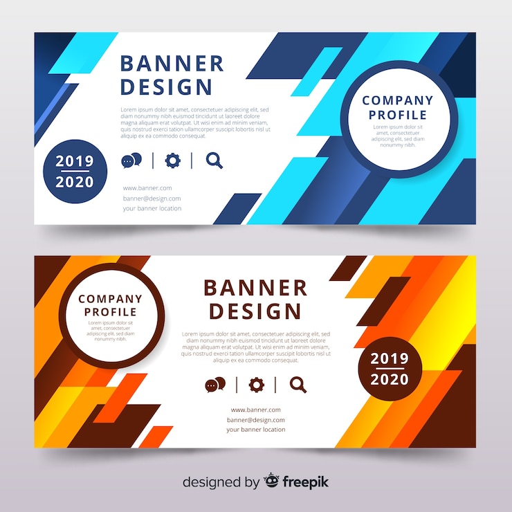 Vector Gratis set banner abstrak warna-warni modern