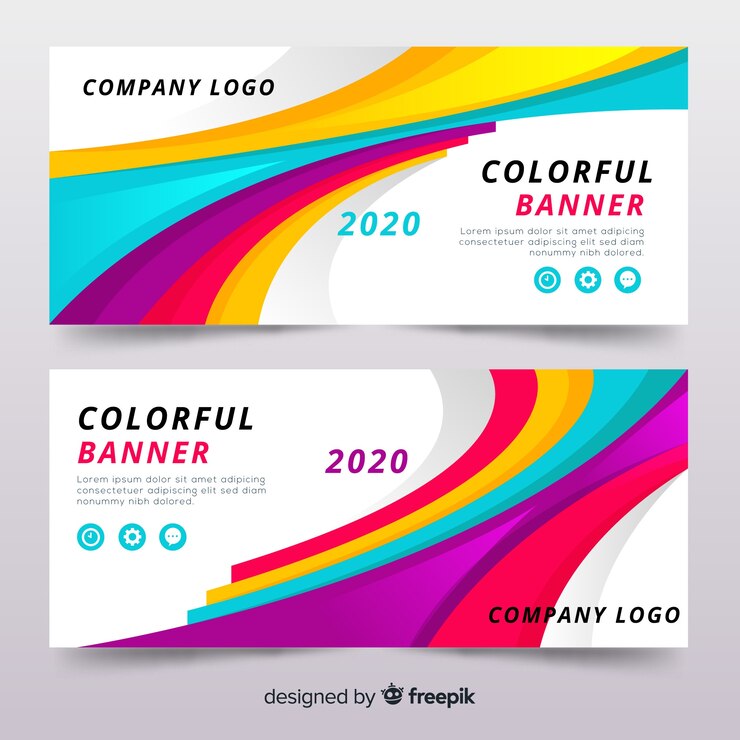Vector Gratis set banner abstrak warna-warni modern