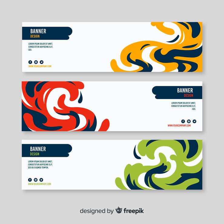 Vector Gratis set banner modern dengan desain abstrak