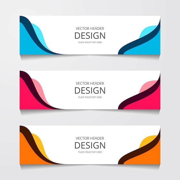 Set banner web Horizontal dengan tiga warna berbeda Iklan Identitas Perusahaan vektor ilustrasi percetakan