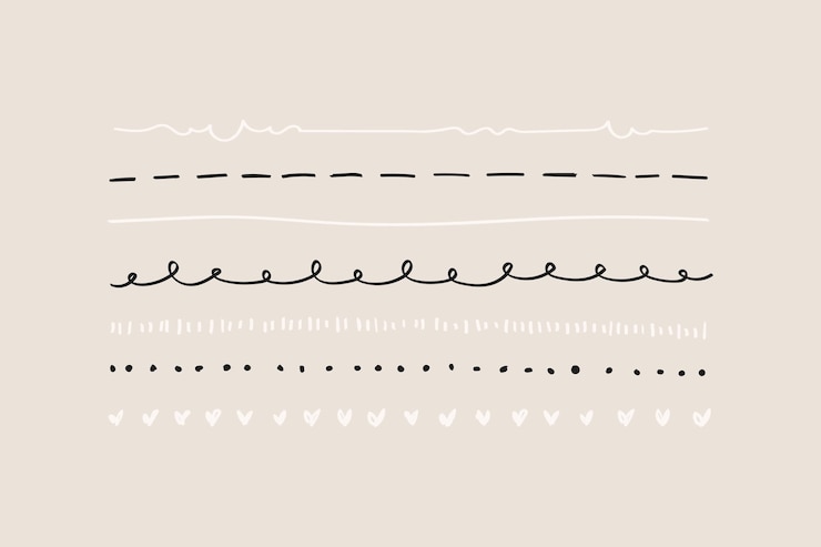 Vector Gratis set batas garis doodle lucu