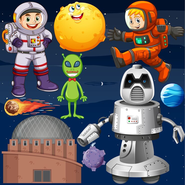 Vector Gratis set benda luar angkasa di luar angkasa