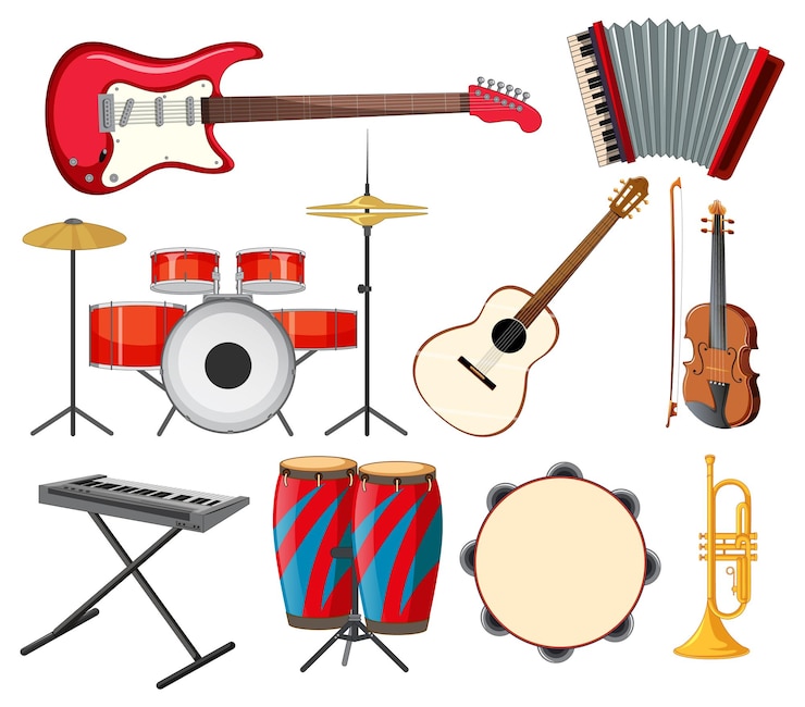 Vector Gratis set berbagai alat musik