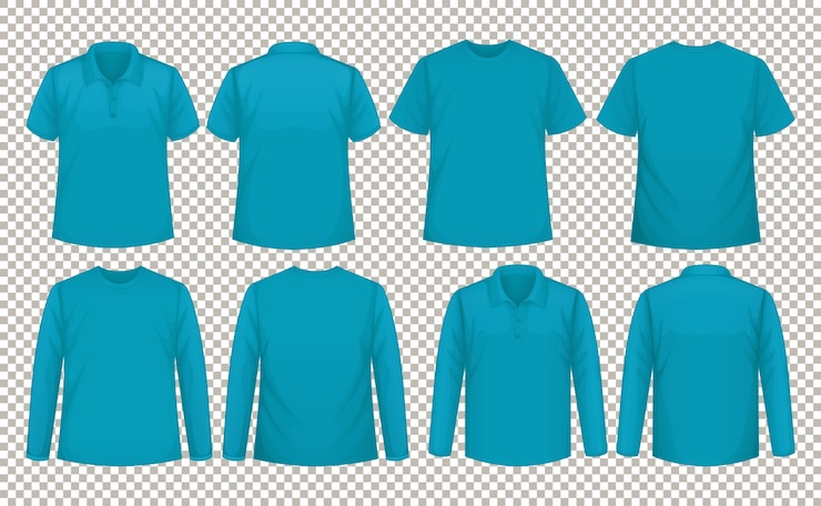 Vector Gratis set berbagai jenis kemeja dengan warna yang sama