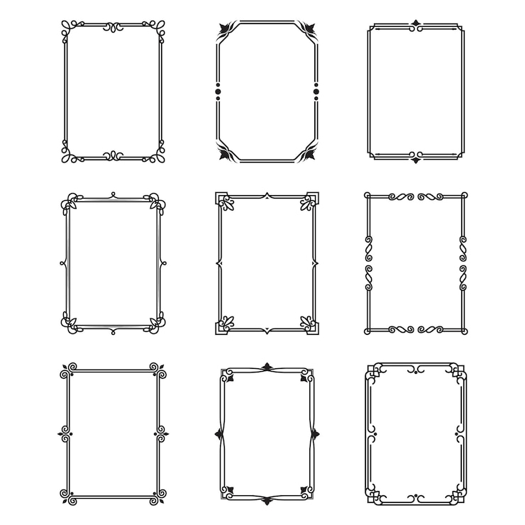 Vector Gratis set bingkai hias kaligrafi