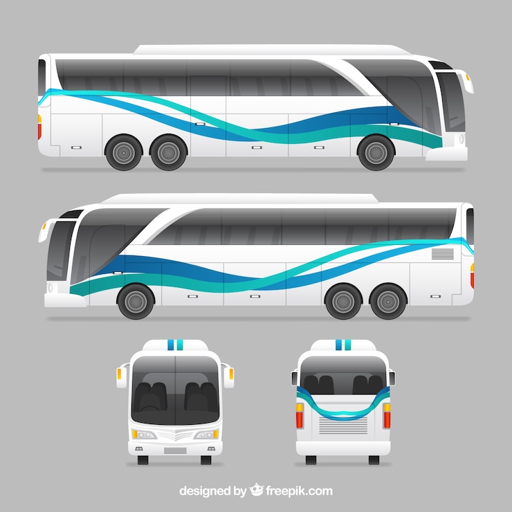 Vector Gratis set bus dengan perspektif berbeda
