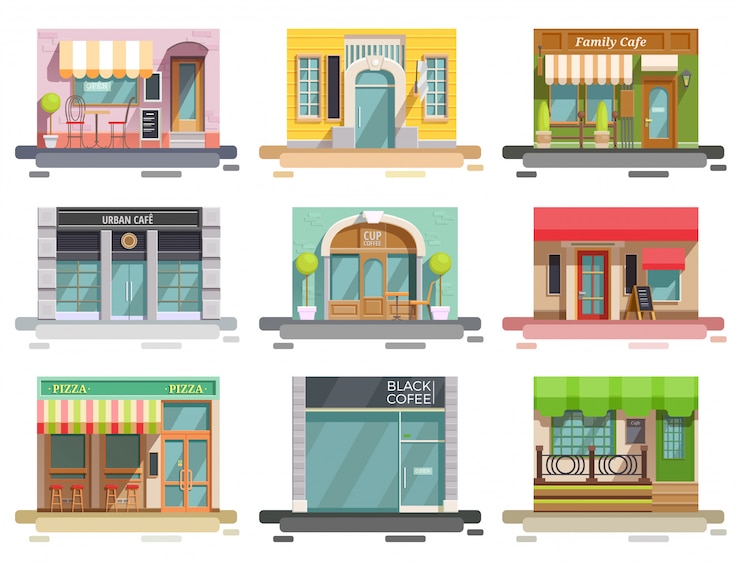 Vector Gratis set datar etalase kafe