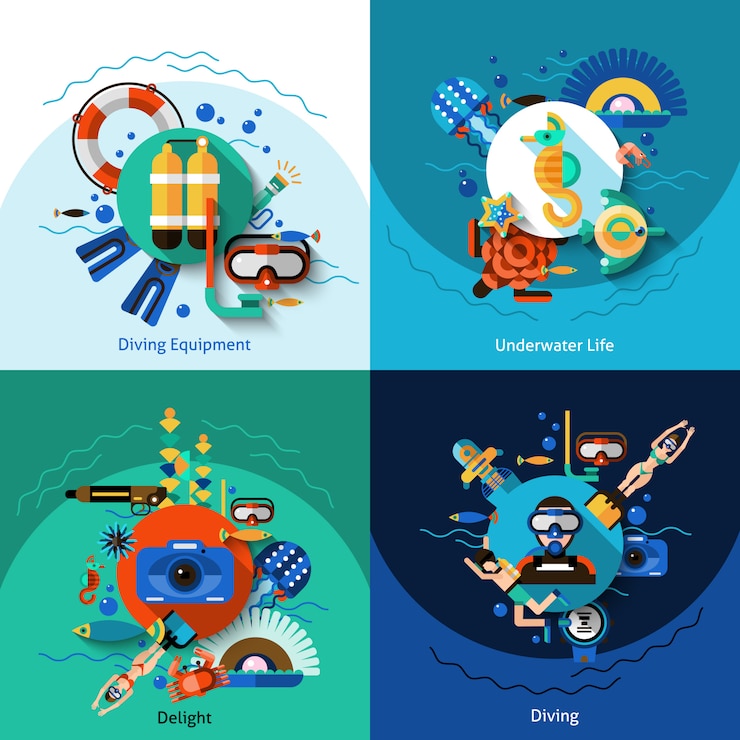 Vector Gratis set datar menyelam
