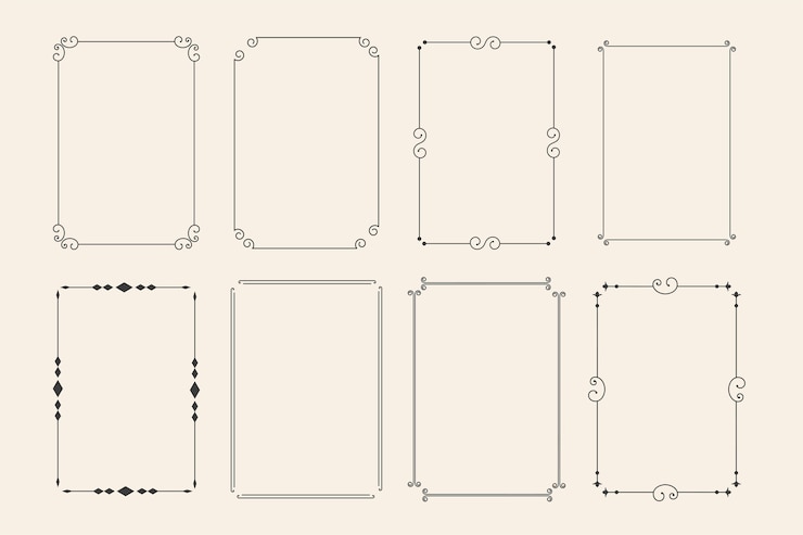 Vector Gratis set delapan bingkai dekoratif ornamen klasik