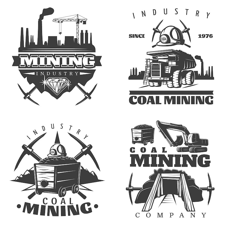 Vector Gratis set desain logo pertambangan